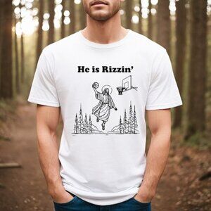 Funny Easter T-Shirt He Is Rizzin Christian Humor Jesus Graphic Tee 93